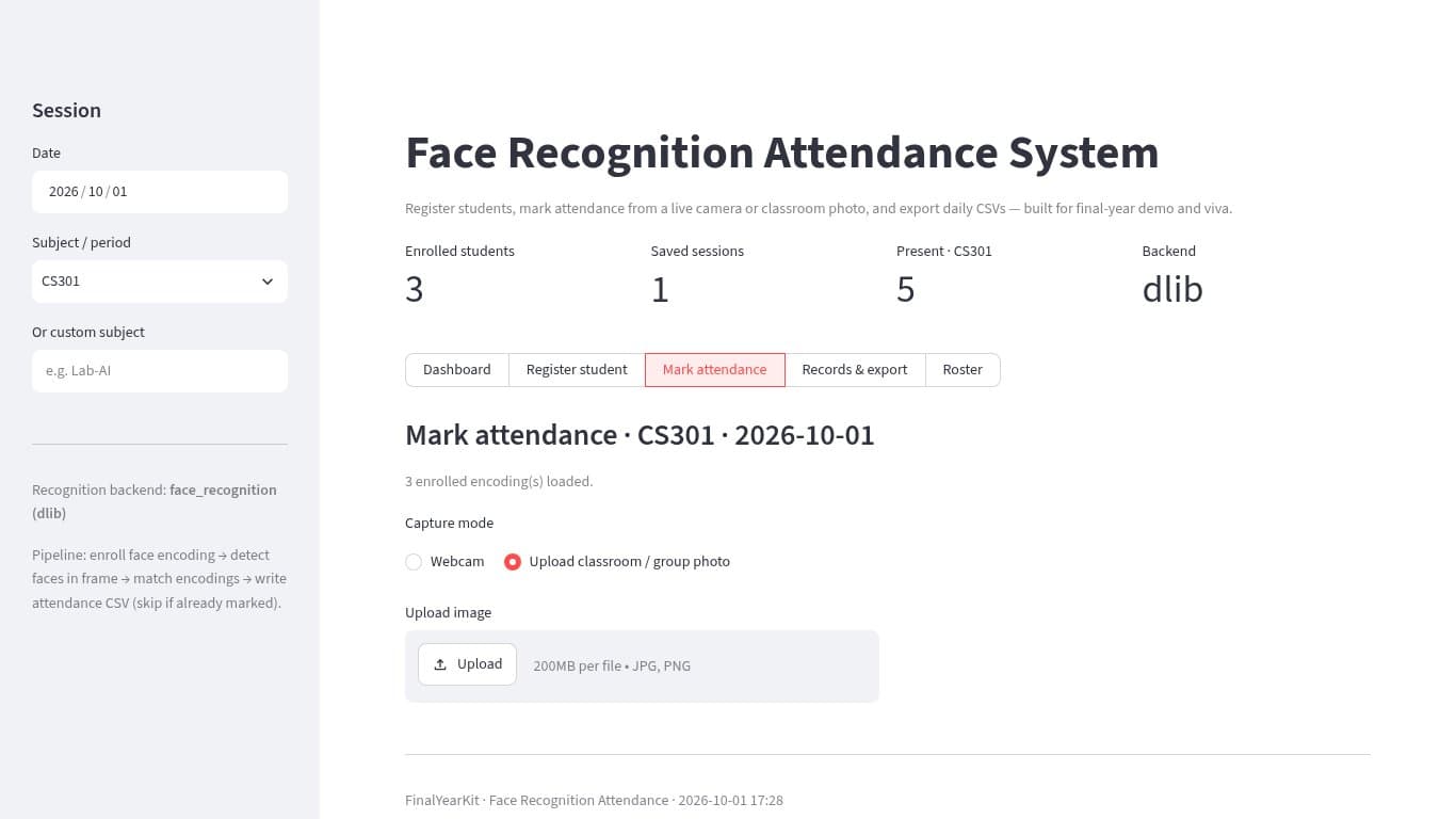 Face Recognition Attendance System screenshot 3